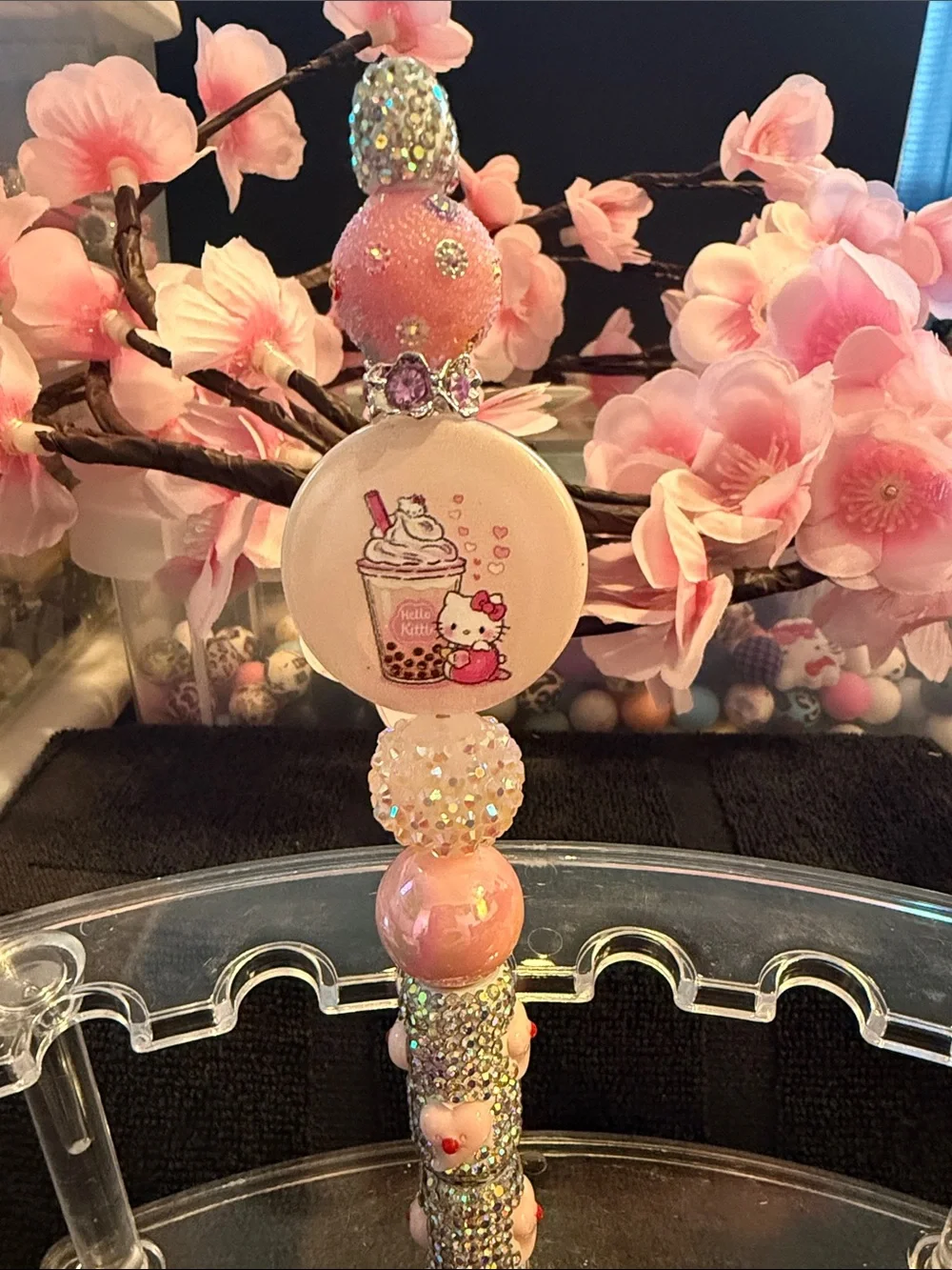 Hello Kitty Pink Beaded Stylus Pen